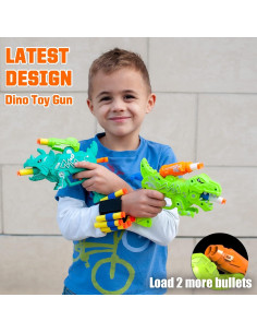 Pistolas de Juguete Dinosaurio Happitry con 30 Dardos 2