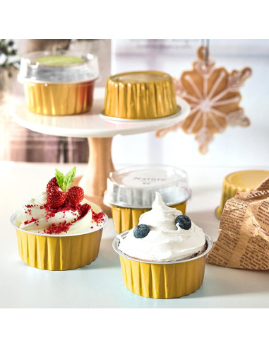 Tazas de Hornear Desechables DEAYOU 100-Pack 150ml Doradas