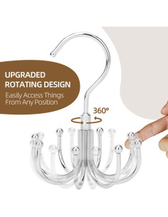 Soporte para Cinturones ZEDODIER, Organizador Rotativo Plata 2