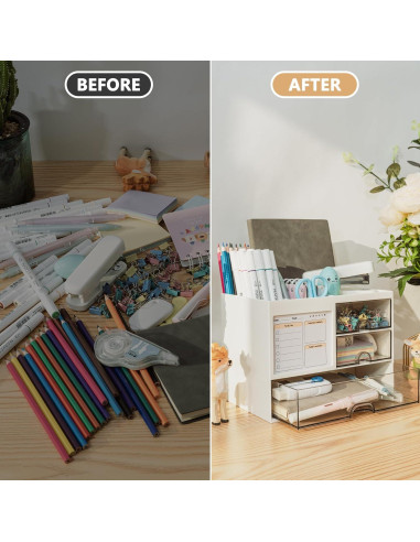 Organizador de Escritorio QIYVLOS Blanco con 3 Cajones