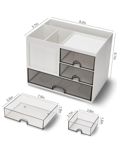 Organizador de Escritorio QIYVLOS Blanco con 3 Cajones