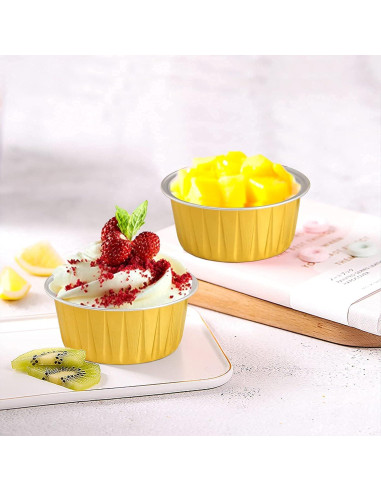 Tazas de Hornear Desechables DEAYOU 100-Pack 150ml Doradas