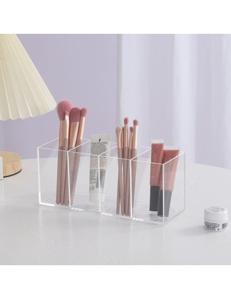 Organizador de Lápices Acrílico HSYMQ 4 Compartimentos Transparente Organizador de Lápices Acrílico HSYMQ 4 Compartimentos Transparente