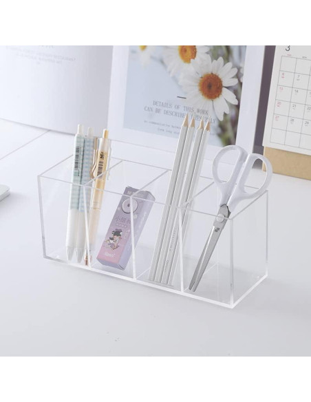 Organizador de Lápices Acrílico HSYMQ 4 Compartimentos Transparente Organizador de Lápices Acrílico HSYMQ 4 Compartimentos Transparente