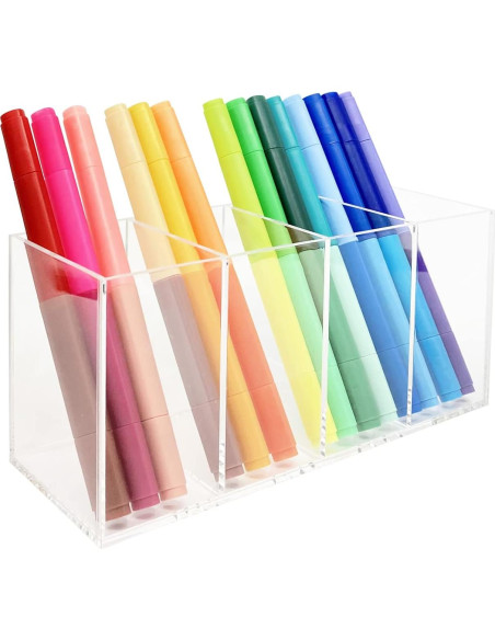 Organizador de Lápices Acrílico HSYMQ 4 Compartimentos Transparente Organizador de Lápices Acrílico HSYMQ 4 Compartimentos Transparente