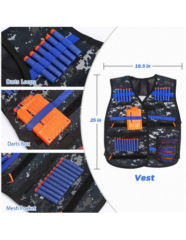 Kit Chaleco Táctico Niños KKONES con Dardos y Accesorios