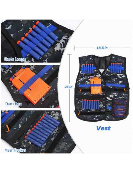 Kit Chaleco Táctico Niños KKONES con Dardos y Accesorios