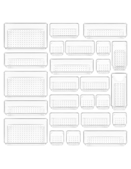 Vtopmart 25 PCS Organizadores de Cajones Plástico Transparente