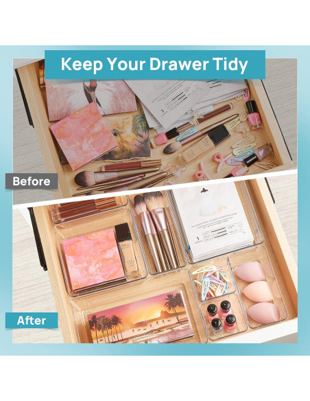 Vtopmart 25 PCS Organizadores de Cajones Plástico Transparente