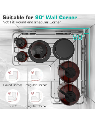 YASONIC Estante de Ducha Esquinero 3 Estantes Adhesivos Plata