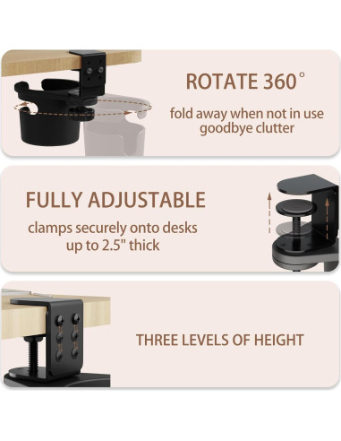 Soporte para Tazas KOXHERO con Abrazadera Ajustable 360