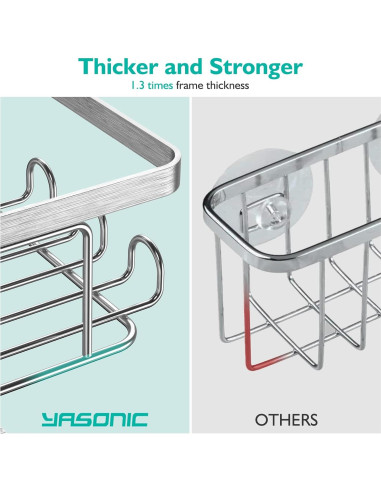 YASONIC Estante de Ducha Esquinero 3 Estantes Adhesivos Plata