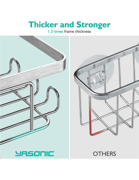 YASONIC Estante de Ducha Esquinero 3 Estantes Adhesivos Plata YASONIC Estante de Ducha Esquinero 3 Estantes Adhesivos Plata