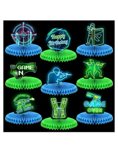 Centros de Mesa de Panal Neón Yaomiao para Fiesta Laser Tag