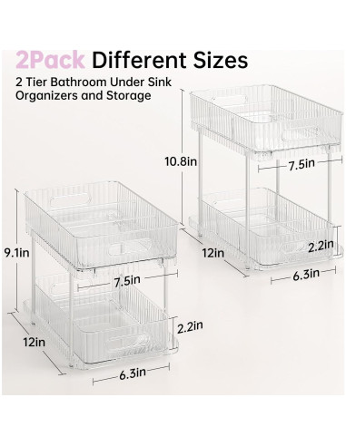 Organizador Bajo Fregadero Delamu 2 Piezas Transparente