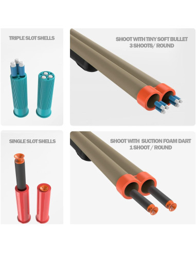 Escopeta de Doble Caño BDJ con 90 Dardos de Espuma