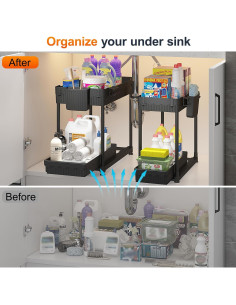 Organizador Bajo Fregadero Sevenblue 2 Niveles con Cajón 2