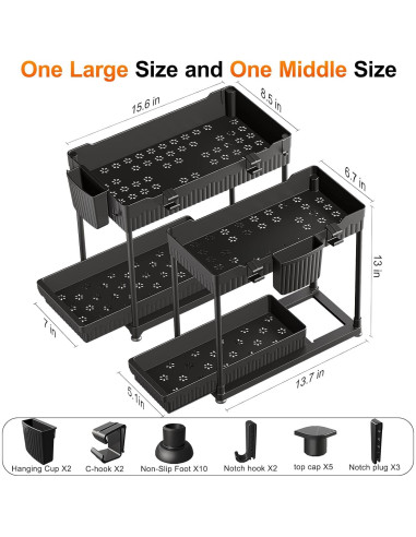 Organizador Bajo Fregadero Sevenblue 2 Niveles con Cajón