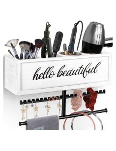 Soporte de Secador de Pelo Ronjnndc Blanco Rústico 6 Secciones