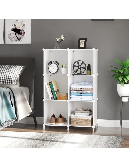 Organizador de Almacenamiento AWTATOS 6 Cubos Apilables Blanco