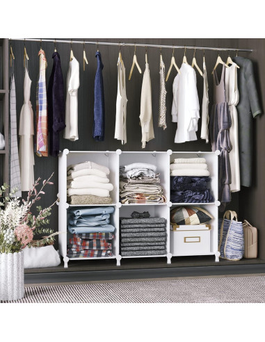 Organizador de Almacenamiento AWTATOS 6 Cubos Apilables Blanco