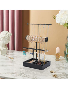 Soporte Organizador de Joyería Pemilosci Negro 3 Niveles 2