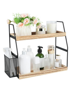 Organizador de Baño Uneviesyka 2 Niveles Madera 35.5x17cm