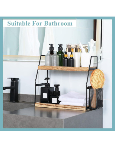 Organizador de Baño Uneviesyka 2 Niveles Madera 35.5x17cm