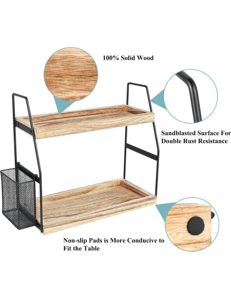 Organizador de Baño Uneviesyka 2 Niveles Madera 35.5x17cm Organizador de Baño Uneviesyka 2 Niveles Madera 35.5x17cm