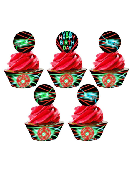 Decoraciones para Cupcakes Laser Tag - 48 Piezas - POP parties Ink Decoraciones para Cupcakes Laser Tag - 48 Piezas - POP parties Ink