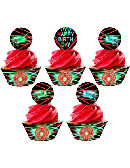 Decoraciones para Cupcakes Laser Tag - 48 Piezas - POP parties Ink Decoraciones para Cupcakes Laser Tag - 48 Piezas - POP parties Ink