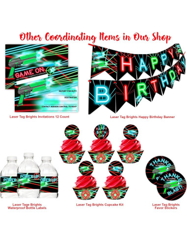 Decoraciones para Cupcakes Laser Tag - 48 Piezas - POP parties Ink