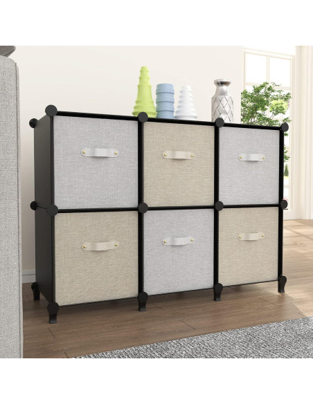 Organizador HOMIDEC 6 Cubos Almacenamiento Modular Negro Organizador HOMIDEC 6 Cubos Almacenamiento Modular Negro