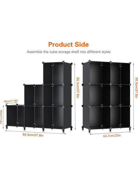 Organizador HOMIDEC 6 Cubos Almacenamiento Modular Negro Organizador HOMIDEC 6 Cubos Almacenamiento Modular Negro