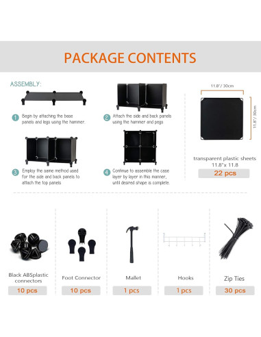 Organizador HOMIDEC 6 Cubos Almacenamiento Modular Negro