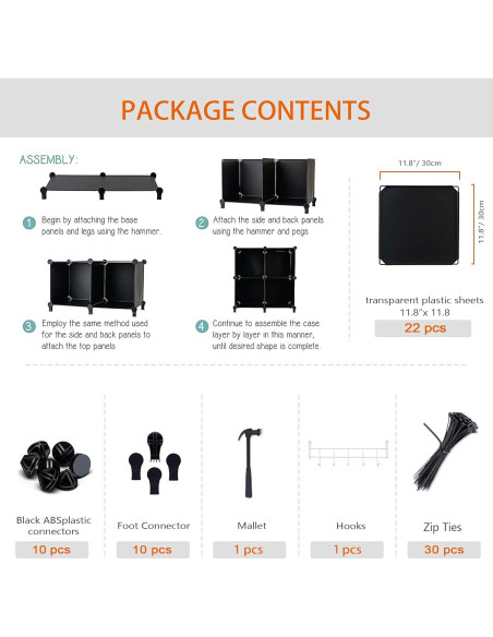 Organizador HOMIDEC 6 Cubos Almacenamiento Modular Negro Organizador HOMIDEC 6 Cubos Almacenamiento Modular Negro