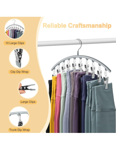 Organizador de Leggings Volnamal 2 Paquetes 20 Clips Gris