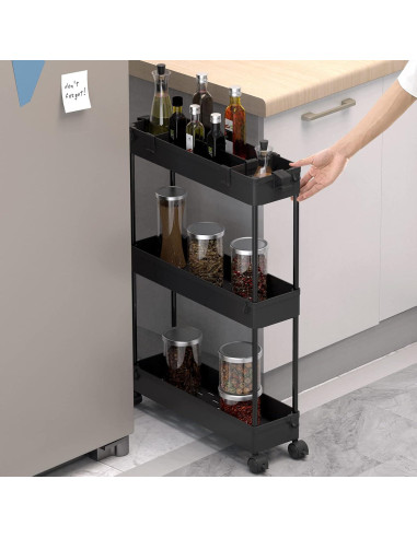 Carro de Almacenamiento Slim SPACELEAD 3 Niveles Negro