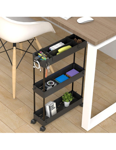 Carro de Almacenamiento Slim SPACELEAD 3 Niveles Negro