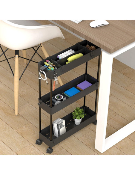 Carro de Almacenamiento Slim SPACELEAD 3 Niveles Negro