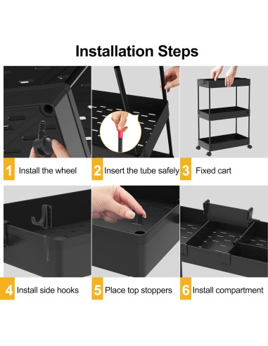 Carro de Almacenamiento Slim SPACELEAD 3 Niveles Negro