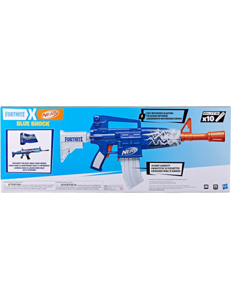 Blaster Nerf Fortnite Blue Shock con 10 Dardos Elite