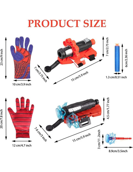 Juego Lanzador Telaraña Vinciph 2 Guantes 5 Balas Suaves