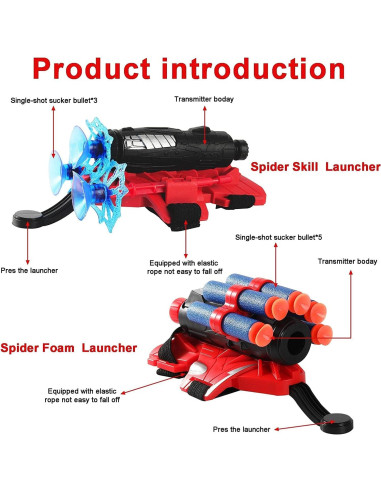 Juego Lanzador Telaraña Vinciph 2 Guantes 5 Balas Suaves