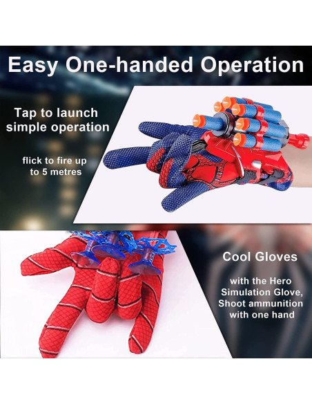 Juego Lanzador Telaraña Vinciph 2 Guantes 5 Balas Suaves