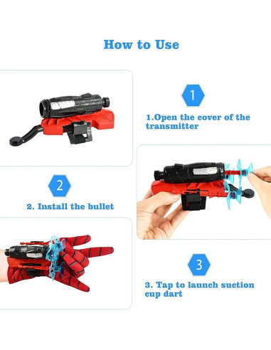 Juego Lanzador Telaraña Vinciph 2 Guantes 5 Balas Suaves