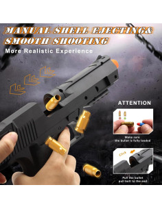 Pistola de Juguete DaoDaoZhu Negra con 50 Balas Suaves 2