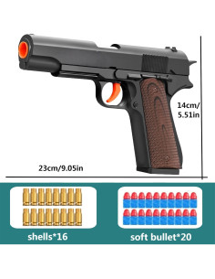 Pistola de Juguete YUCCKYOU con 20 Balas Suaves y 16 Casquillos 2
