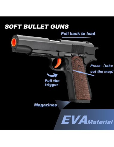 Pistola de Juguete YUCCKYOU con 20 Balas Suaves y 16 Casquillos
