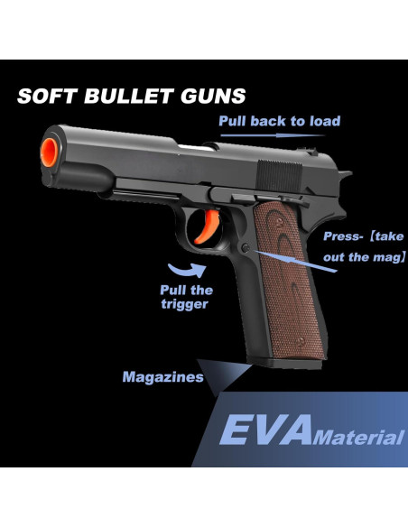 Pistola de Juguete YUCCKYOU con 20 Balas Suaves y 16 Casquillos